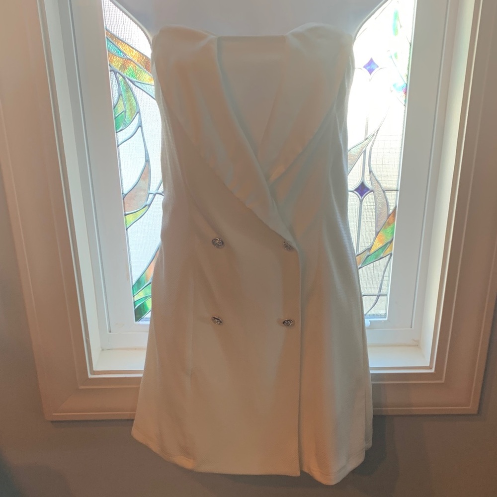 LLove Strapless Cream/off white mini dress/romper.